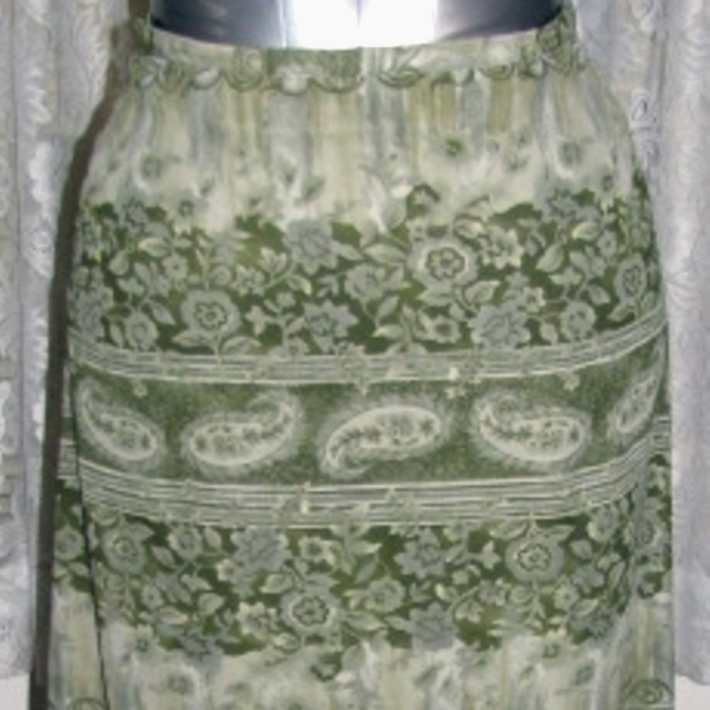 TAUPE & OLIVE GREEN Rayon Crepe SKIRT
